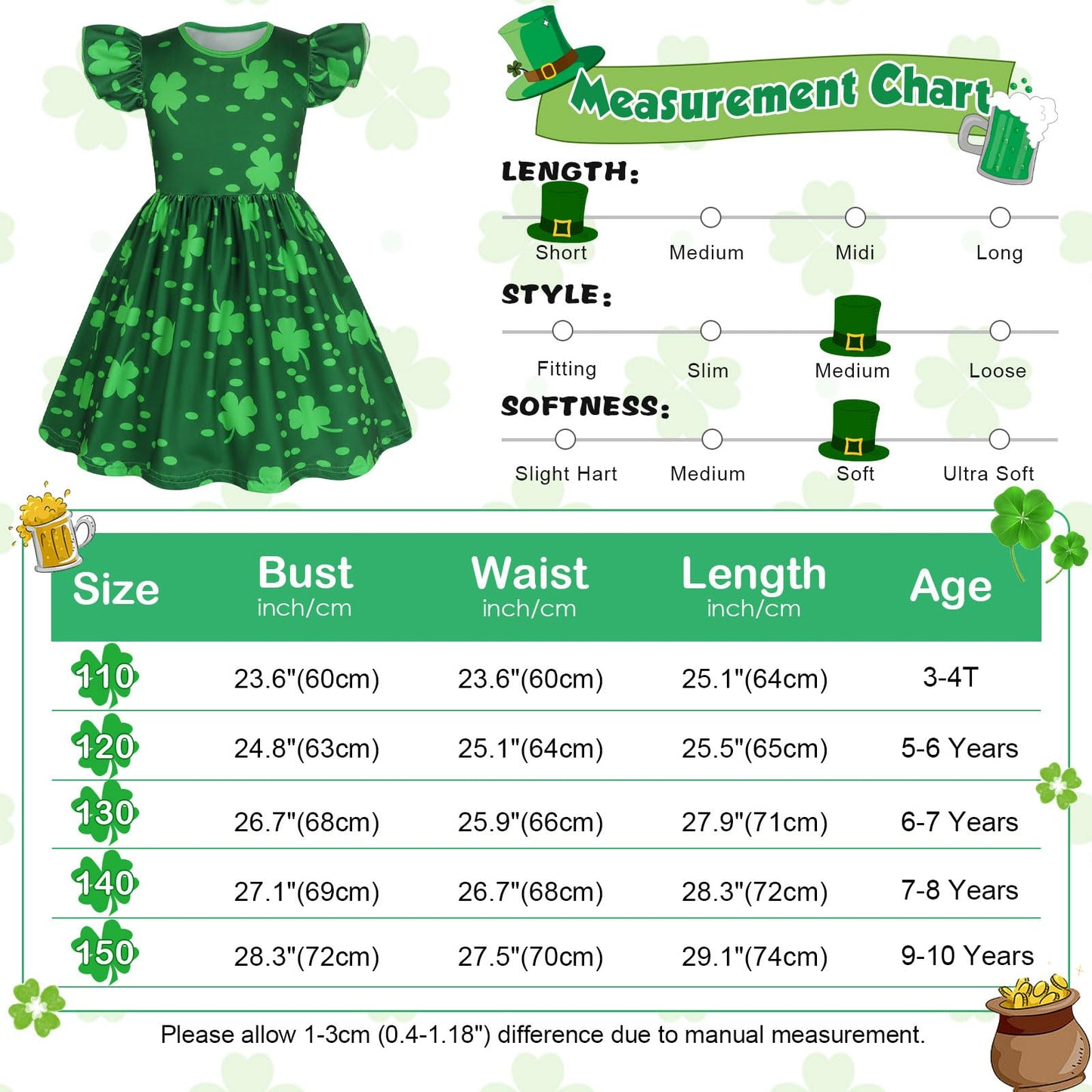 WonderBabe Easter Dresses for Girls Toddler Flutter Sleeve Easter Dress Casual Party School Dresses Clothes for Kids