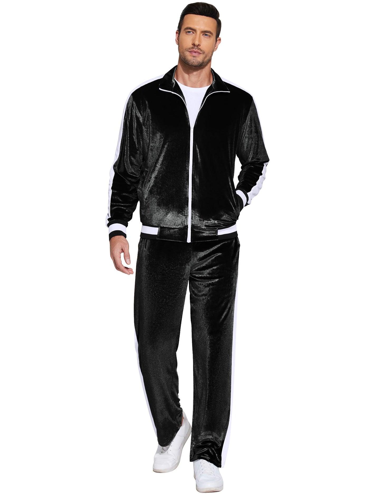 COOFANDY Mens Tracksuit 2 Piece Set Velour Velvet Sweatsuit Jogging Suits Full Zip Jacket Pants Outfits