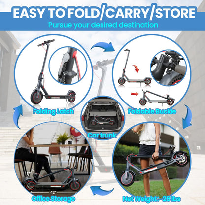 Electric Scooter, 500W Motor, Up to 17-20MPH &19-21 Miles, Commuter Escooter, Foldable E-Scooter for Adults with APP and Dual Braking System Escooter