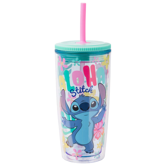 Silver Buffalo Disney Lilo and Stitch Double Walled Stainless Steel Water Bottle, 25 Ounces