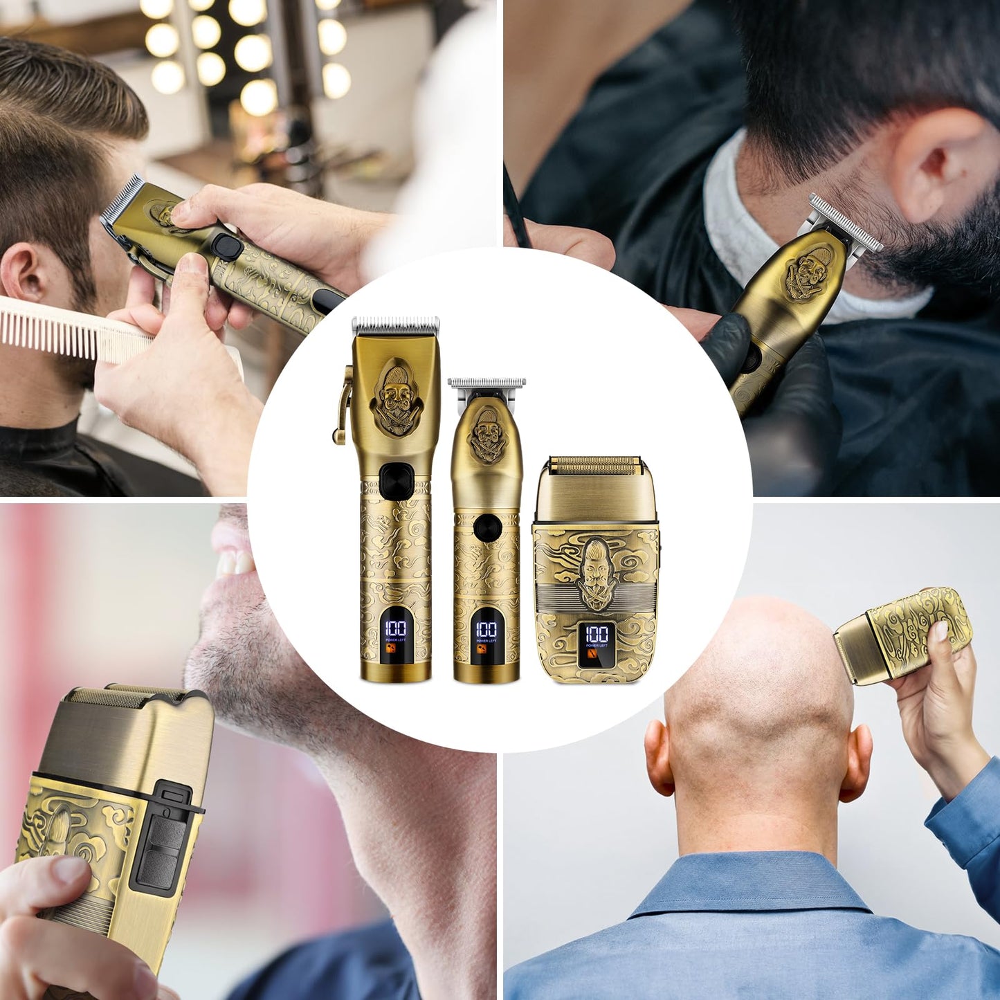 Lanumi Professional Hair Clippers Electric Razor Shavers Men 3 Piece Set Rechargeable Clippers and Trimmers Beard Trimmer Barber Kit with Travel Case Clippers for Hair Cutting Gifts for him