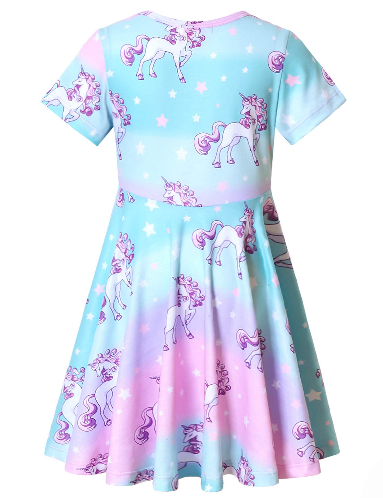 Unicorn Dresses for Girls Summer Swing Short Sleeve Casual Clothes for Kids