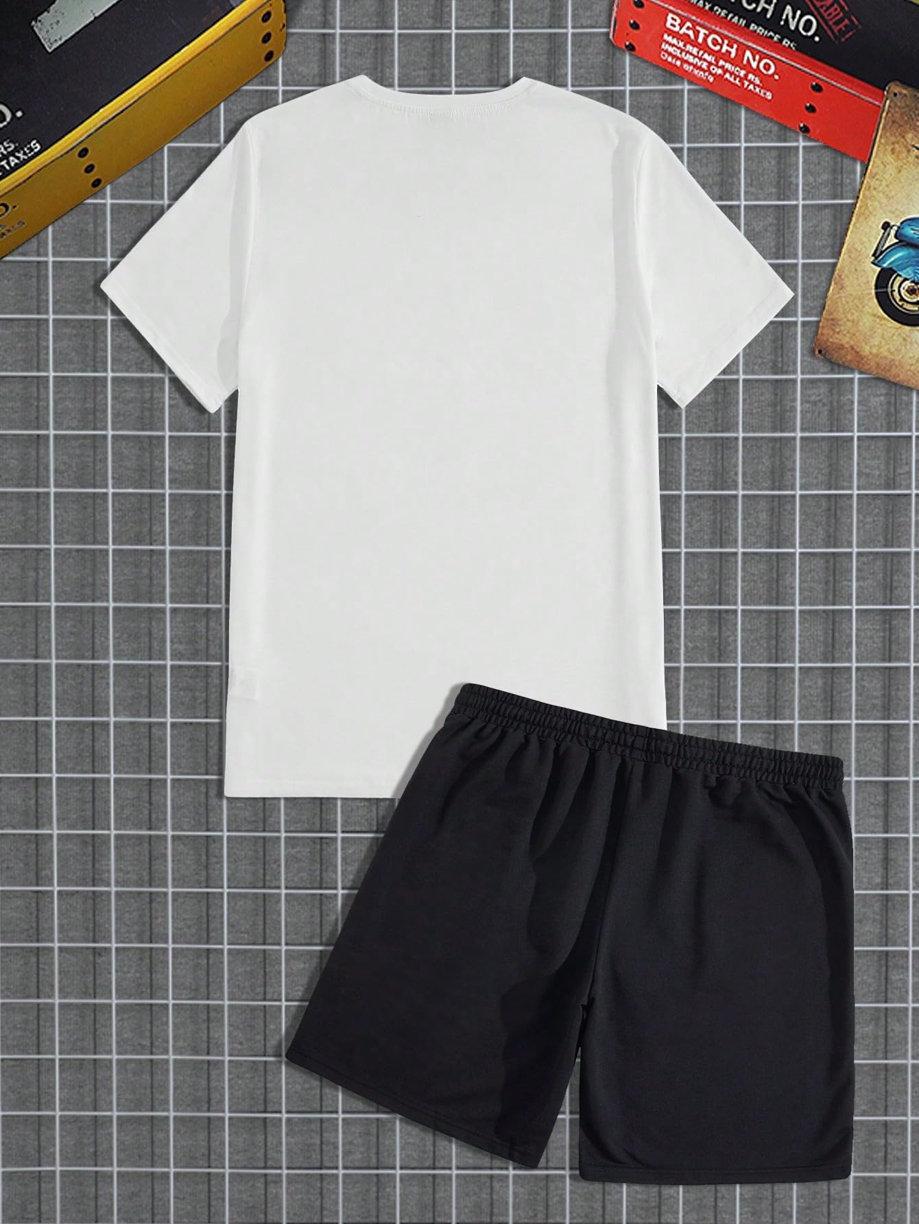 SOLY HUX Men's Letter Graphic Short Sleeve Tee and Drawstring Waist Track Shorts Set Casual 2 Piece Outfit