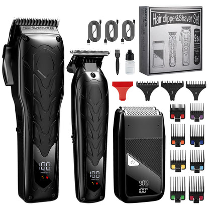 Lanumi Professional Hair Clippers Electric Razor Shavers Men 3 Piece Set Rechargeable Clippers and Trimmers Beard Trimmer Barber Kit with Travel Case Clippers for Hair Cutting Gifts for him