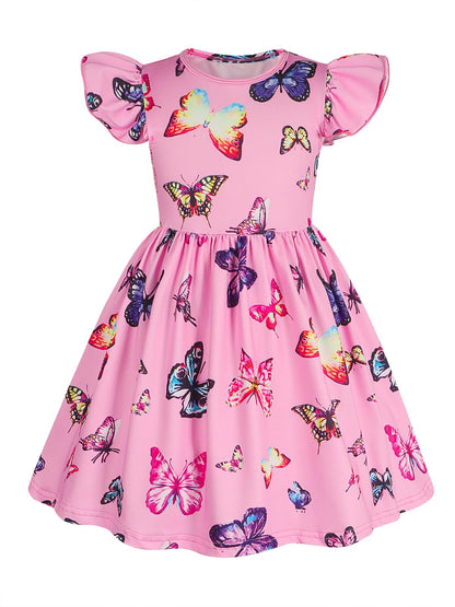 WonderBabe Easter Dresses for Girls Toddler Flutter Sleeve Easter Dress Casual Party School Dresses Clothes for Kids
