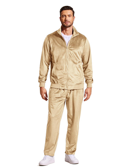 COOFANDY Mens 2 Piece Velour Tracksuit Full Zip Jackets Pants Velvet Jogging Suits Sweatsuit Set