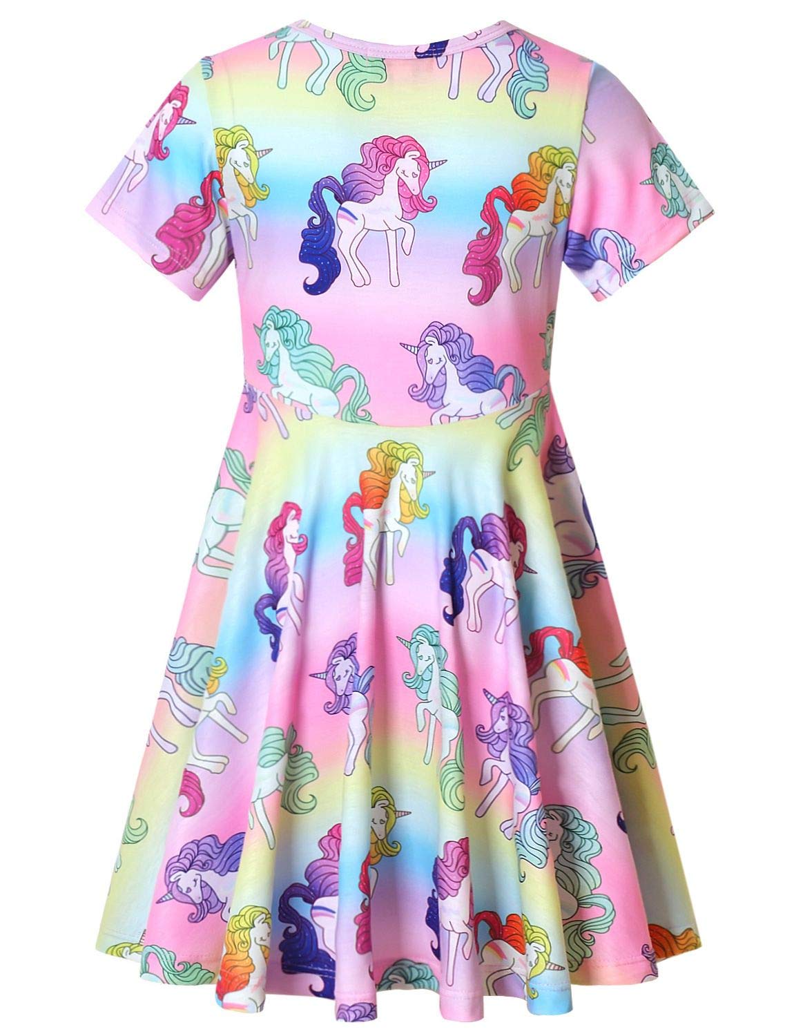 Unicorn Dresses for Girls Summer Swing Short Sleeve Casual Clothes for Kids