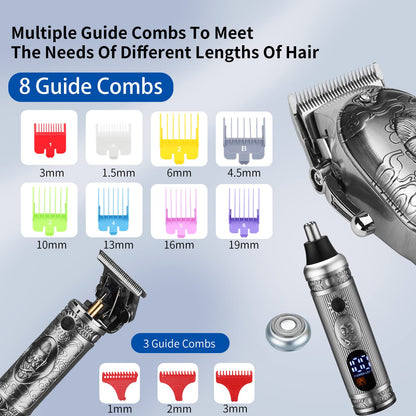 Lanumi Professional Hair Clippers Electric Razor Shavers Men 3 Piece Set Rechargeable Clippers and Trimmers Beard Trimmer Barber Kit with Travel Case Clippers for Hair Cutting Gifts for him