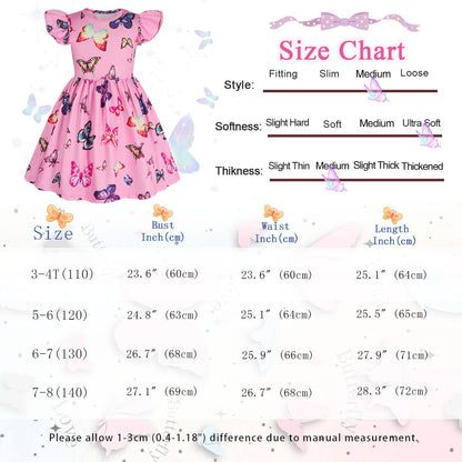 WonderBabe Easter Dresses for Girls Toddler Flutter Sleeve Easter Dress Casual Party School Dresses Clothes for Kids