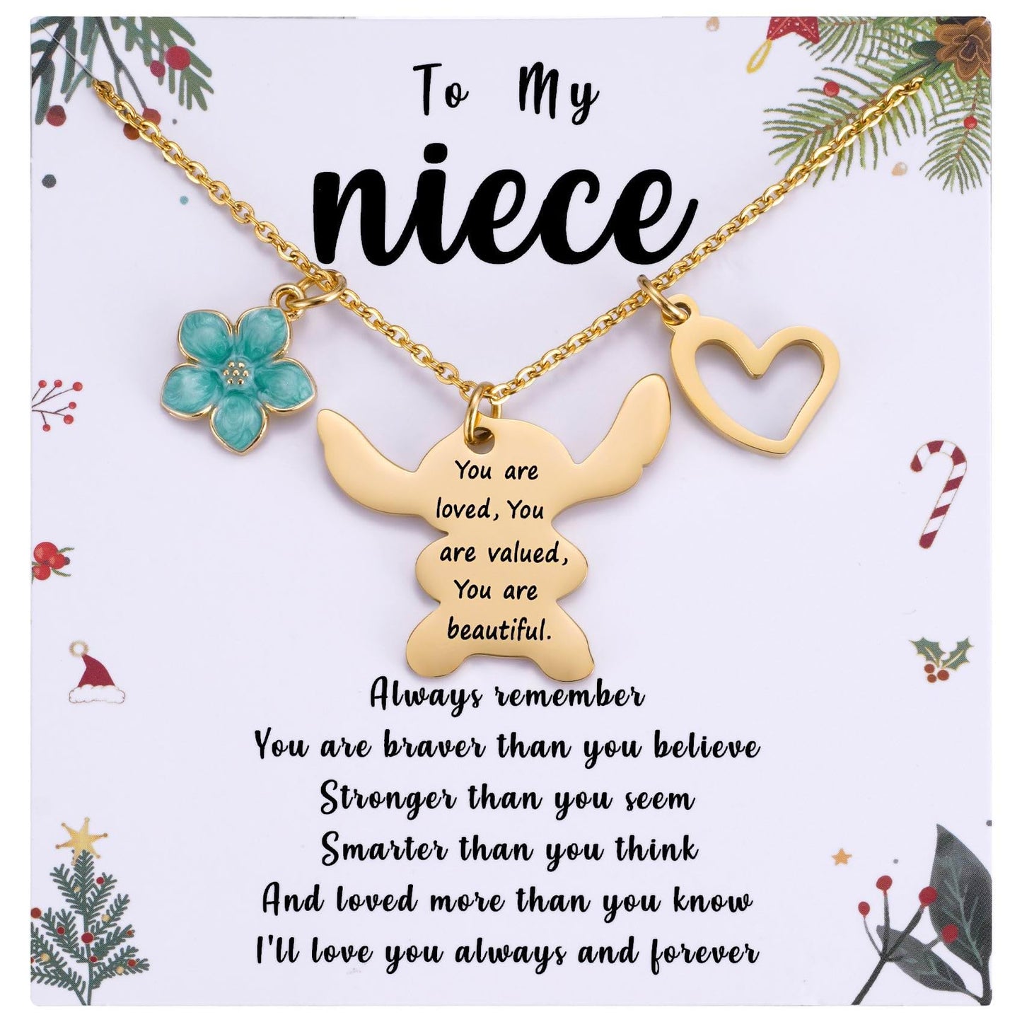 MIXJOY You are My Sunshine Necklace&Greeting Card, Birthday Christmas for Women Niece Daughter Granddaughter
