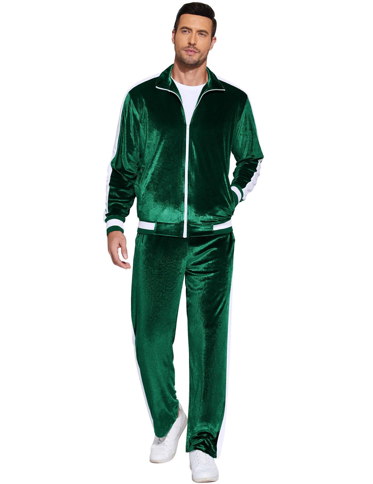 COOFANDY Mens Tracksuit 2 Piece Set Velour Velvet Sweatsuit Jogging Suits Full Zip Jacket Pants Outfits