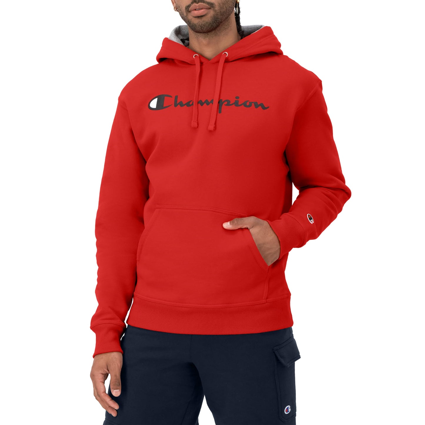 Champion Men's Hoodie, Powerblend, Fleece Men's Hoodie, Comfortable Men's Sweatshirt, Script Logo (Reg. or Big & Tall)