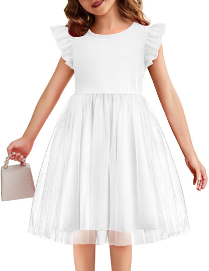 Toddler Tutu Dress Girls Ruffle Tulle Dresses Cute Summer Party Princess Sundress for 2-7Y