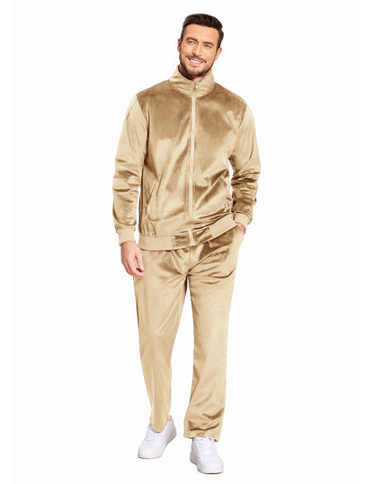 COOFANDY Mens 2 Piece Velour Tracksuit Full Zip Jackets Pants Velvet Jogging Suits Sweatsuit Set