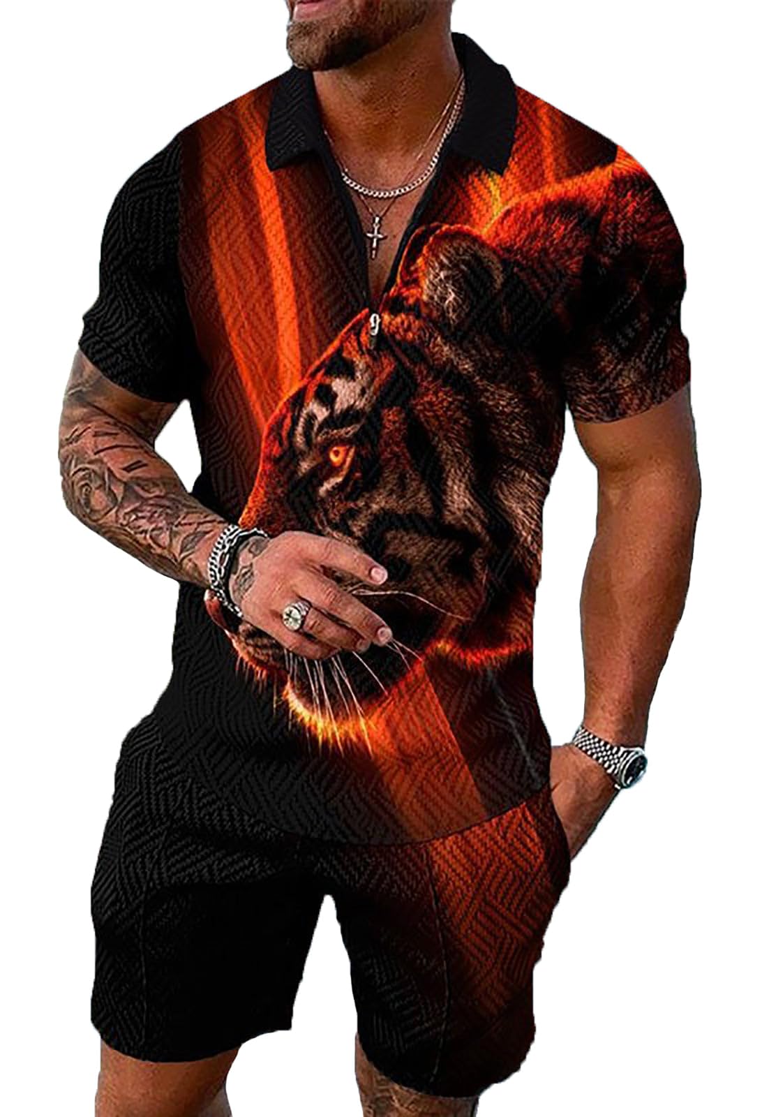 BIRW Mens Short Sets 2 Piece Outfits Polo Shirt Fashion Summer Tracksuits Casual Set Short Sleeve and Shorts Set for Men