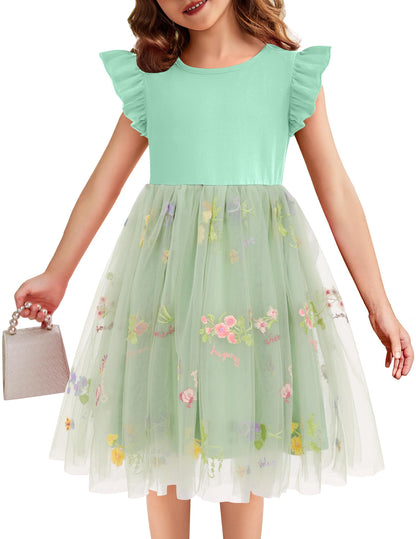 Toddler Tutu Dress Girls Ruffle Tulle Dresses Cute Summer Party Princess Sundress for 2-7Y