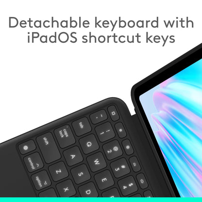 Logitech Combo Touch iPad Air 11-inch (M2) (2024), iPad Air (4th & 5th gen - 2020, 2022) Keyboard Case - Detachable Backlit Keyboard with Kickstand - Midnight Black