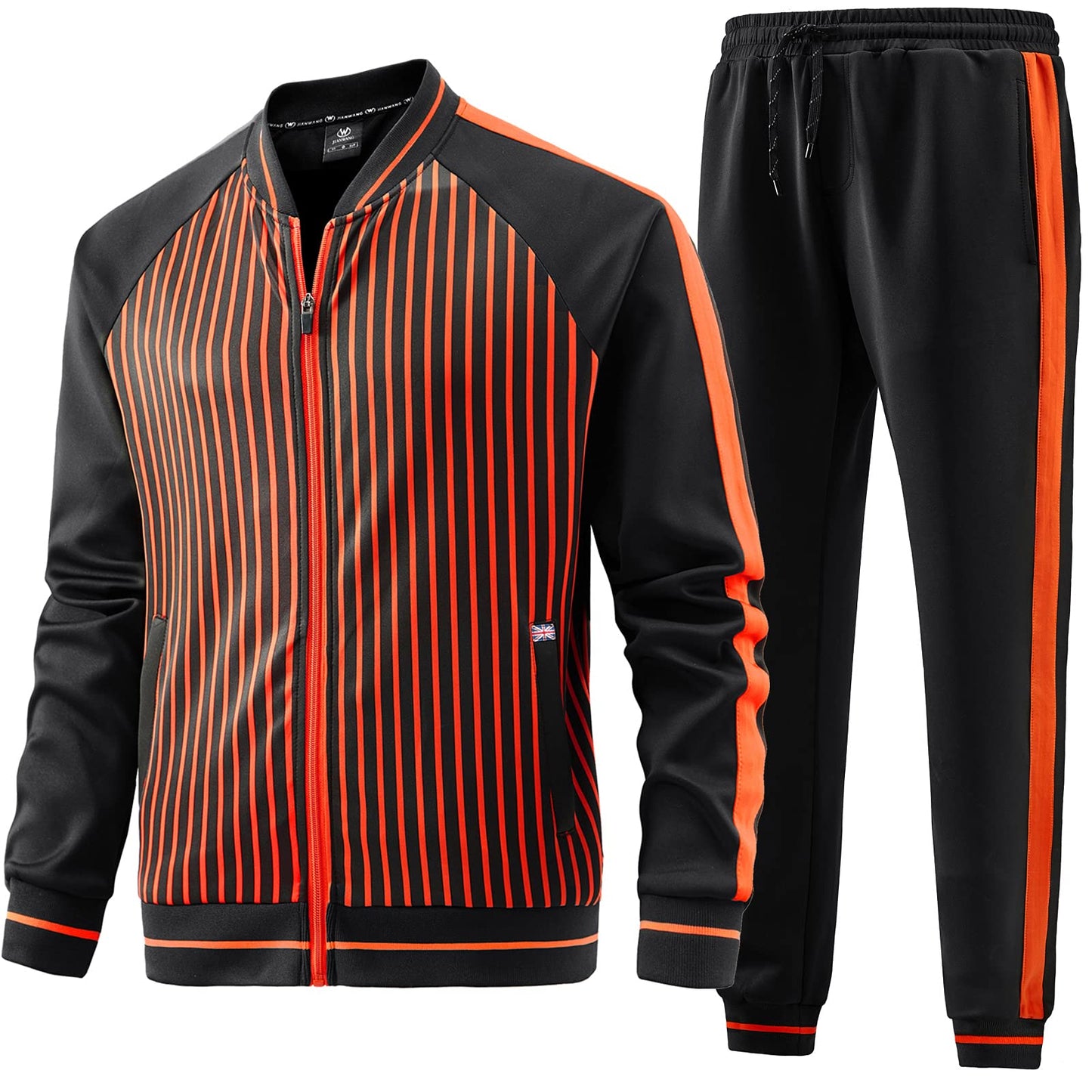 W JIANWANG Men's Casual Tracksuits Long Sleeve Jogging Suits Sweatsuit Sets Track Jackets and Pants 2 Piece Outfit