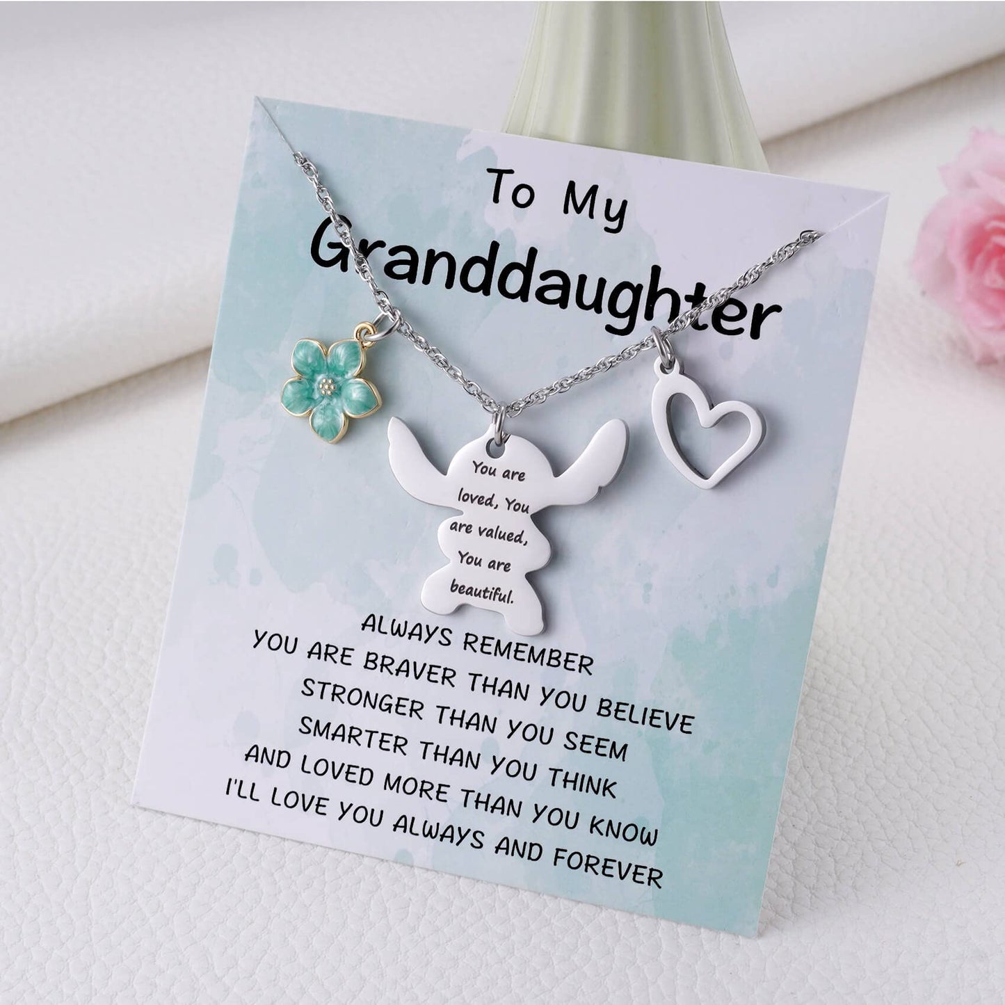 MIXJOY You are My Sunshine Necklace&Greeting Card, Birthday Christmas for Women Niece Daughter Granddaughter