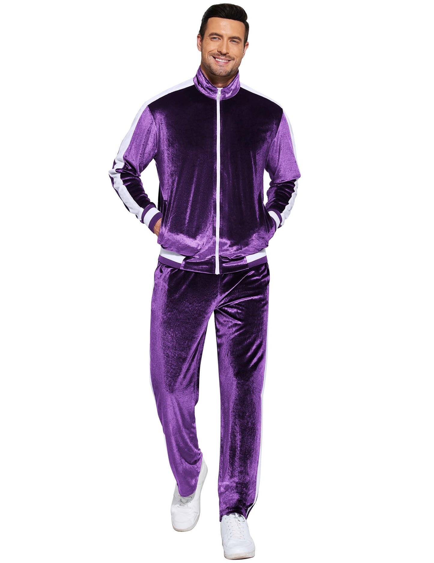 COOFANDY Mens Tracksuit 2 Piece Set Velour Velvet Sweatsuit Jogging Suits Full Zip Jacket Pants Outfits