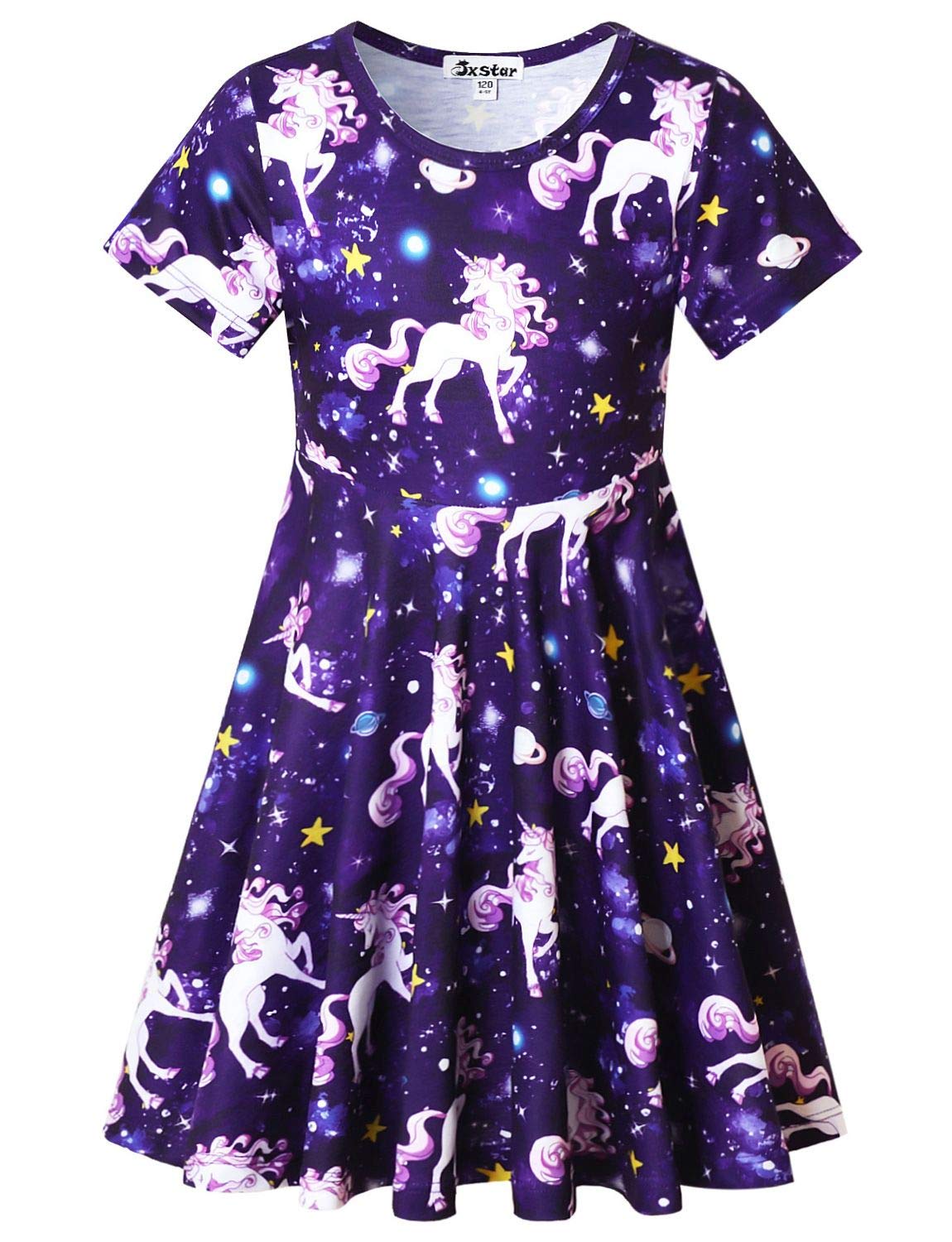 Unicorn Dresses for Girls Summer Swing Short Sleeve Casual Clothes for Kids