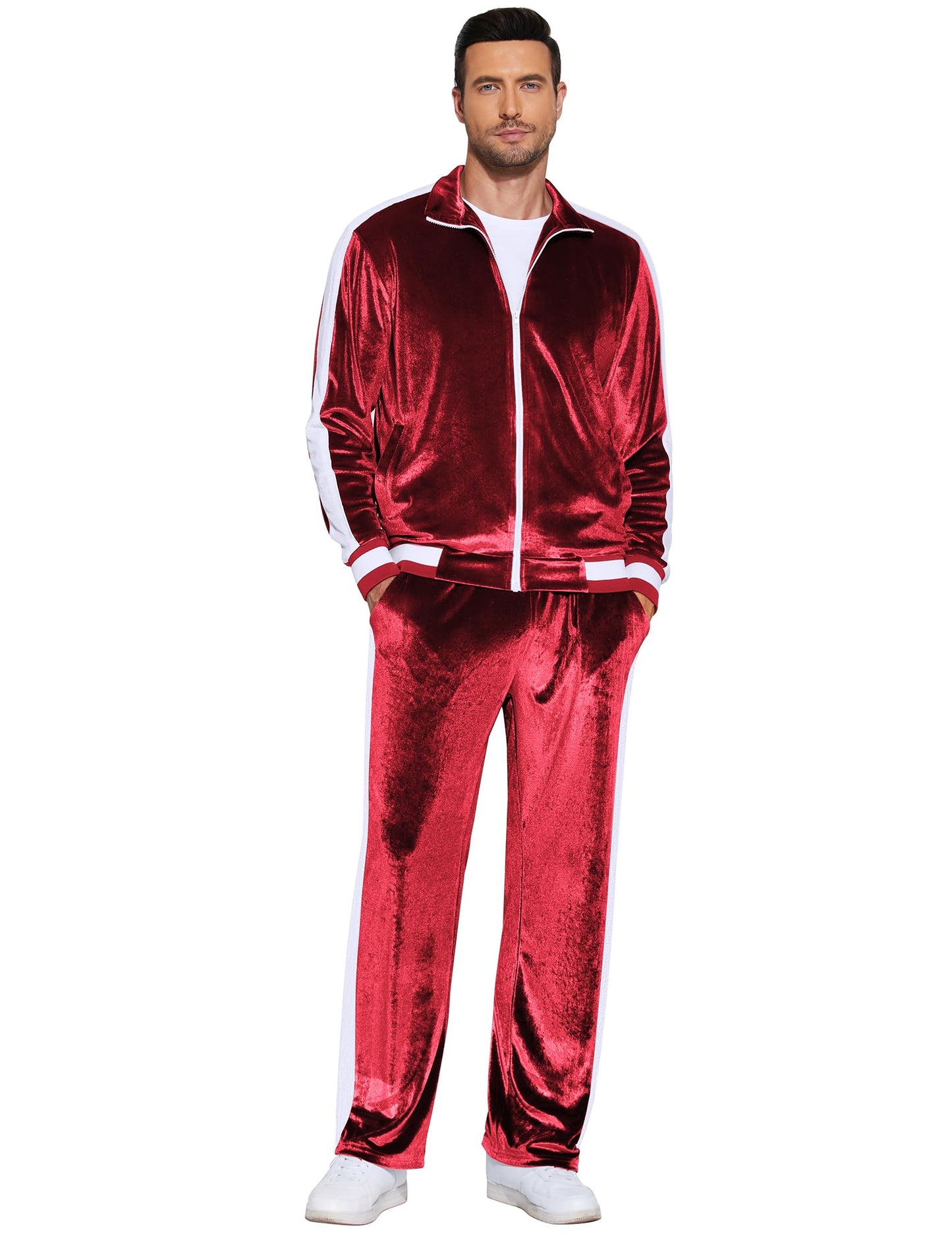 COOFANDY Mens Tracksuit 2 Piece Set Velour Velvet Sweatsuit Jogging Suits Full Zip Jacket Pants Outfits