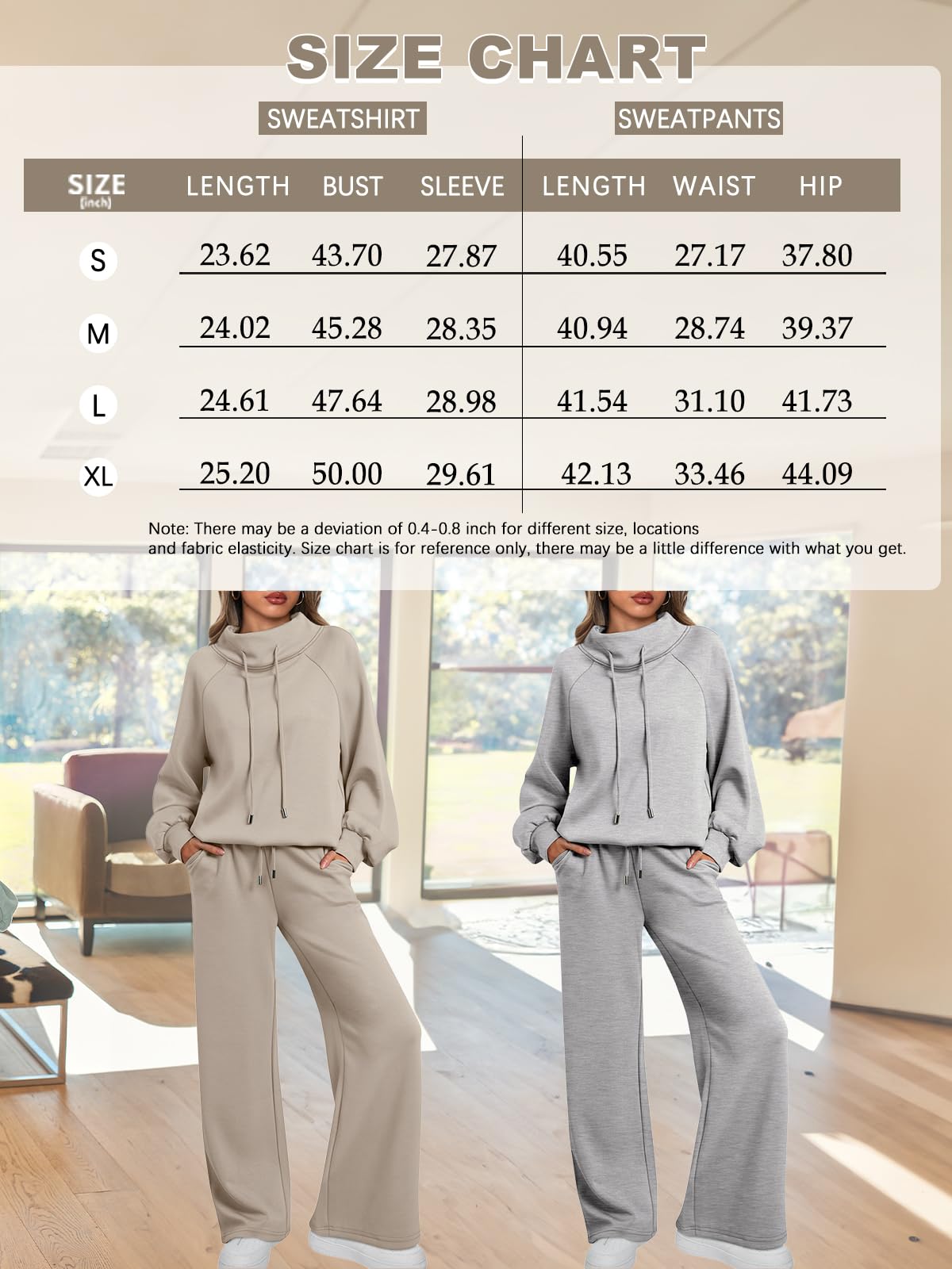 AUTOMET Lounge Sets for Women Sweatsuits 2 Piece Outfits 2024 Fall Drawstring Sweatshirt Wide Leg Sweatpants Tracksuit