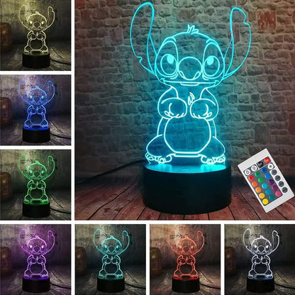 Cartoon Night Light - 3D LED Intelligent Remote Control 16-Color Lamp for Children's Room Decoration and Holiday Gifts