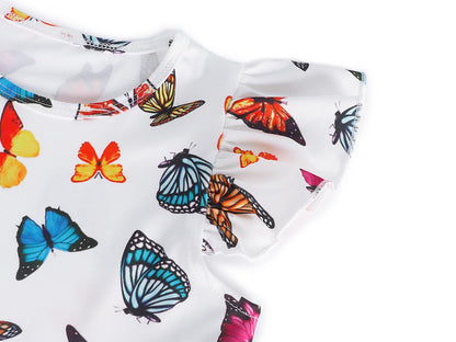 WonderBabe Easter Dresses for Girls Toddler Flutter Sleeve Easter Dress Casual Party School Dresses Clothes for Kids