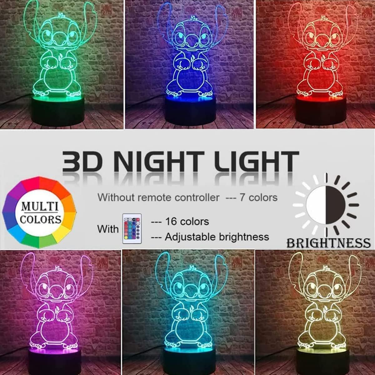 Cartoon Night Light - 3D LED Intelligent Remote Control 16-Color Lamp for Children's Room Decoration and Holiday Gifts