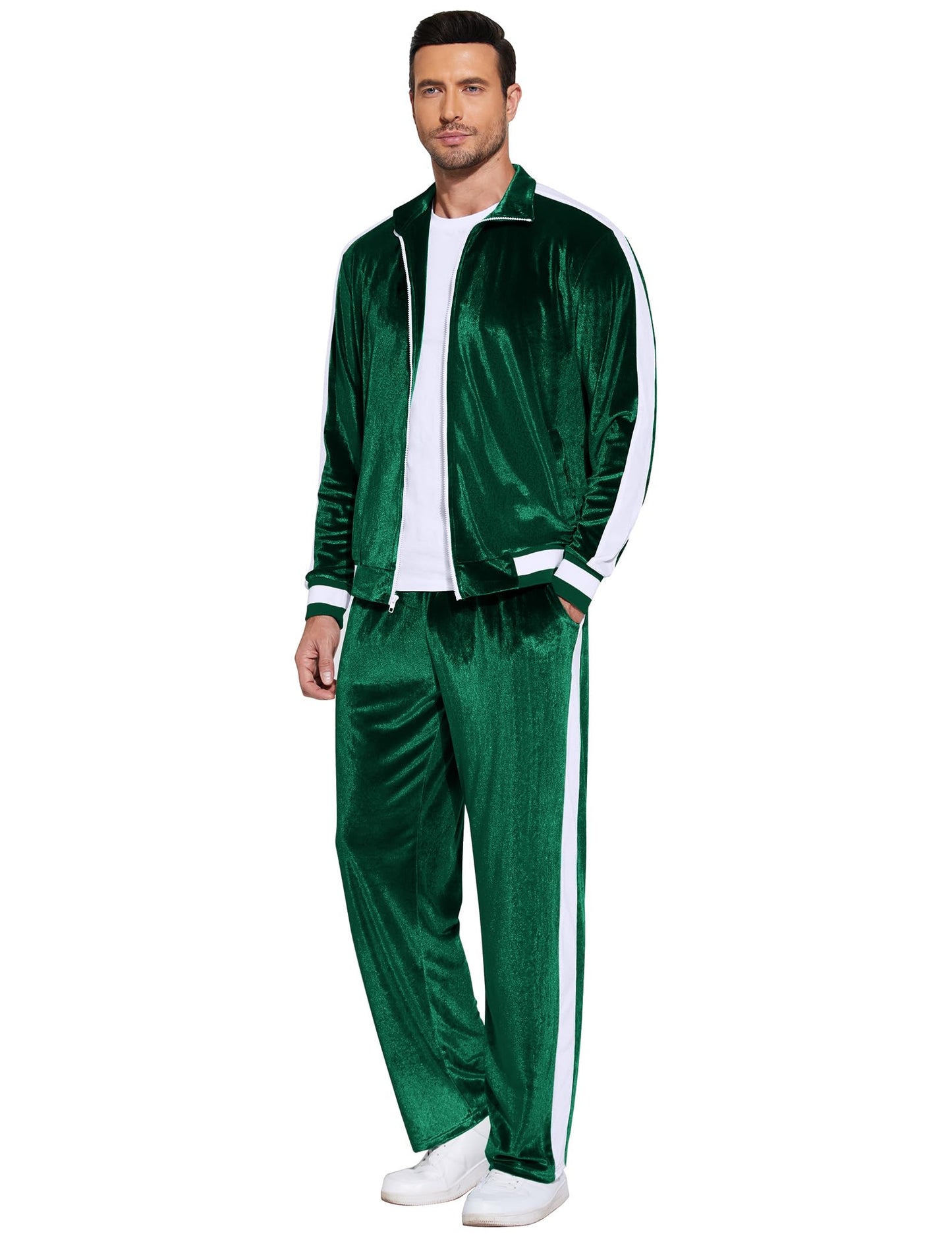 COOFANDY Mens Tracksuit 2 Piece Set Velour Velvet Sweatsuit Jogging Suits Full Zip Jacket Pants Outfits