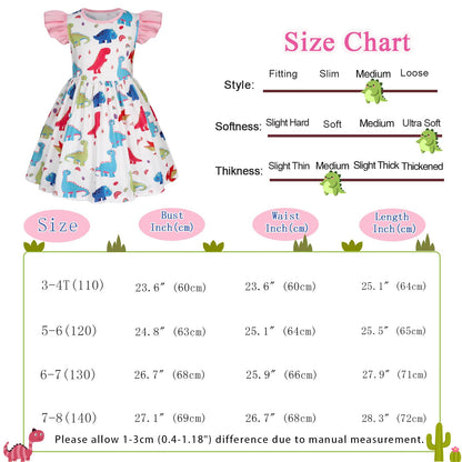 WonderBabe Easter Dresses for Girls Toddler Flutter Sleeve Easter Dress Casual Party School Dresses Clothes for Kids