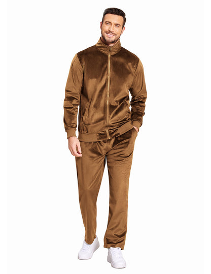 COOFANDY Mens 2 Piece Velour Tracksuit Full Zip Jackets Pants Velvet Jogging Suits Sweatsuit Set