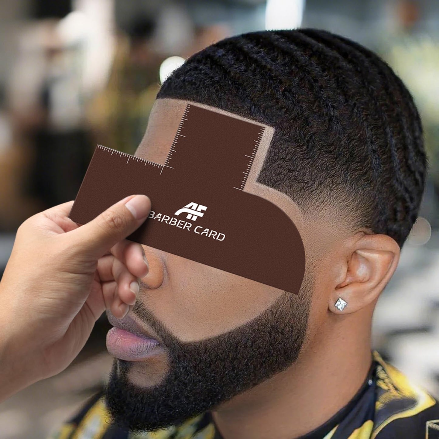Enhancement Card for Barbers with Measurement Indicators, Reusable Barber Line up Tool and Color Spray Edge Hairline Shaping Tool (Black, One-Size)