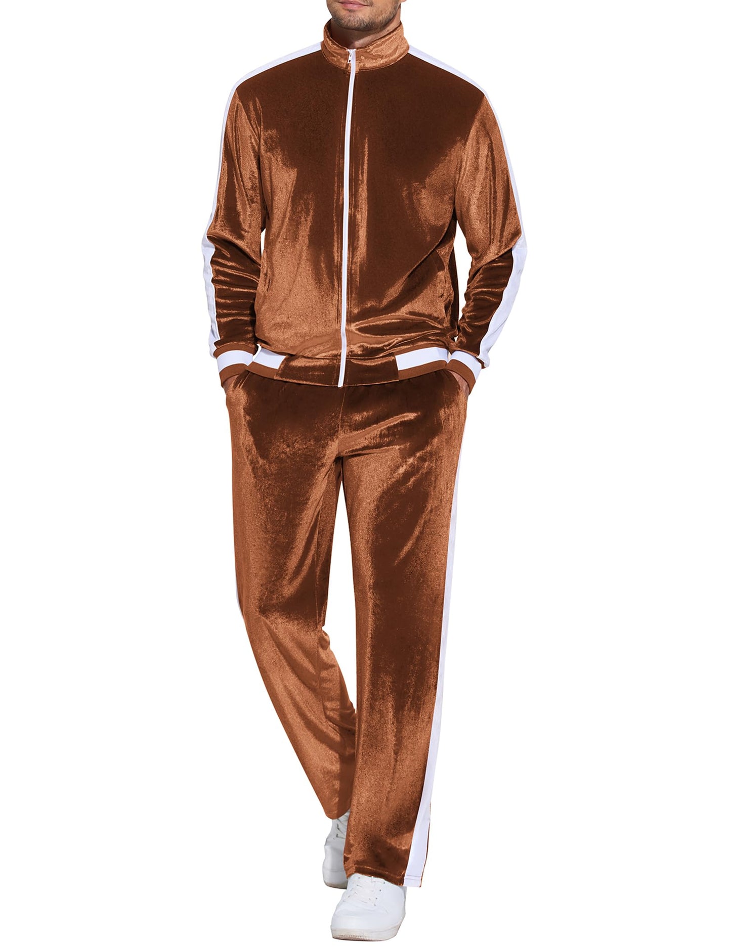 COOFANDY Mens Tracksuit 2 Piece Set Velour Velvet Sweatsuit Jogging Suits Full Zip Jacket Pants Outfits