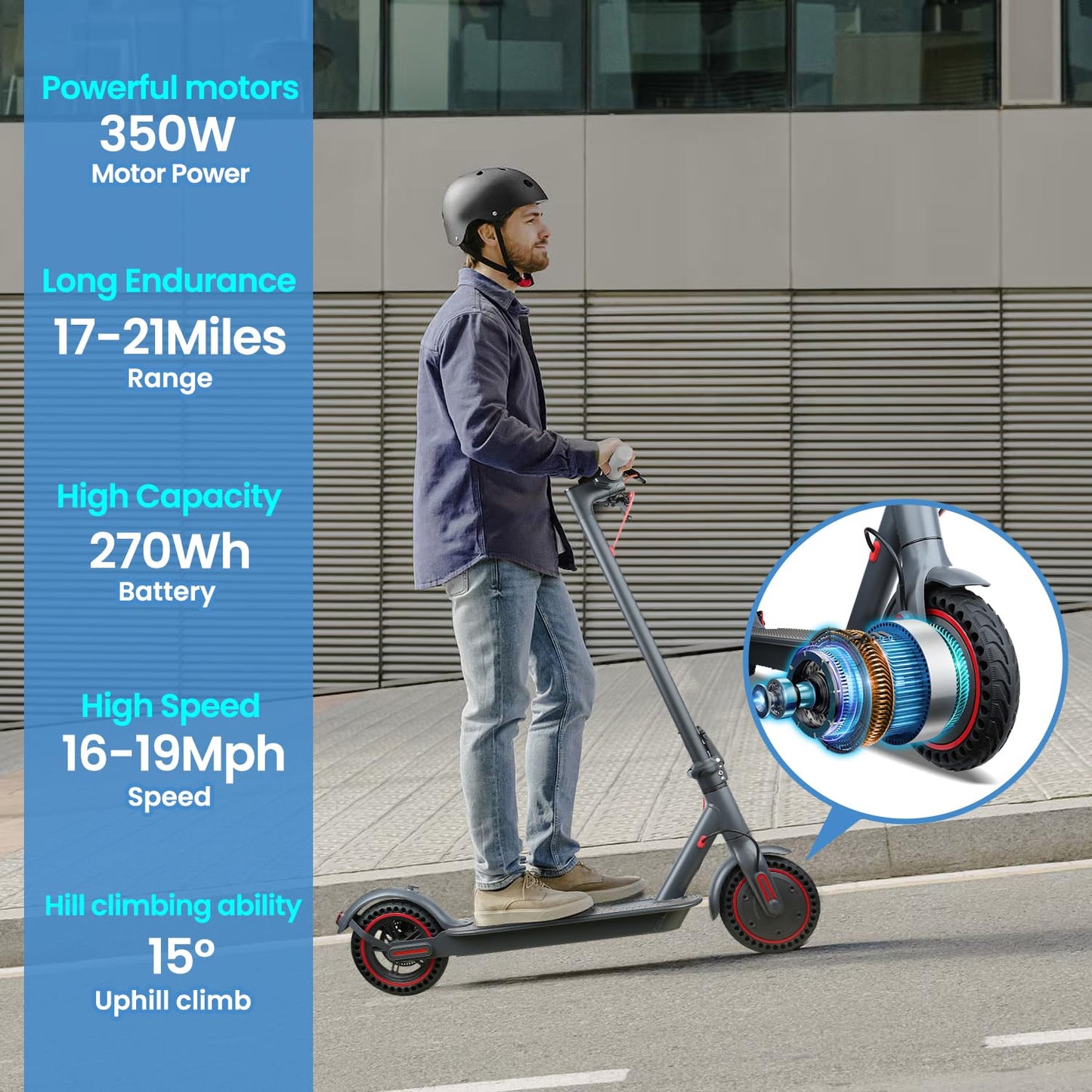 Electric Scooter, 500W Motor, Up to 17-20MPH &19-21 Miles, Commuter Escooter, Foldable E-Scooter for Adults with APP and Dual Braking System Escooter