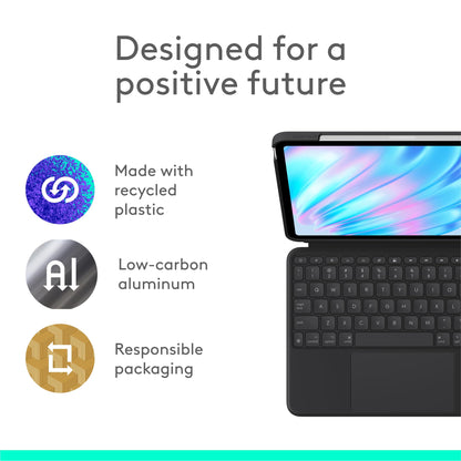 Logitech Combo Touch iPad Air 11-inch (M2) (2024), iPad Air (4th & 5th gen - 2020, 2022) Keyboard Case - Detachable Backlit Keyboard with Kickstand - Midnight Black