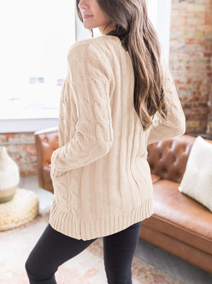 PRETTYGARDEN Women's Open Front Cardigan Sweaters Fall Fashion Button Down Cable Knit Chunky Winter Outerwear Coats