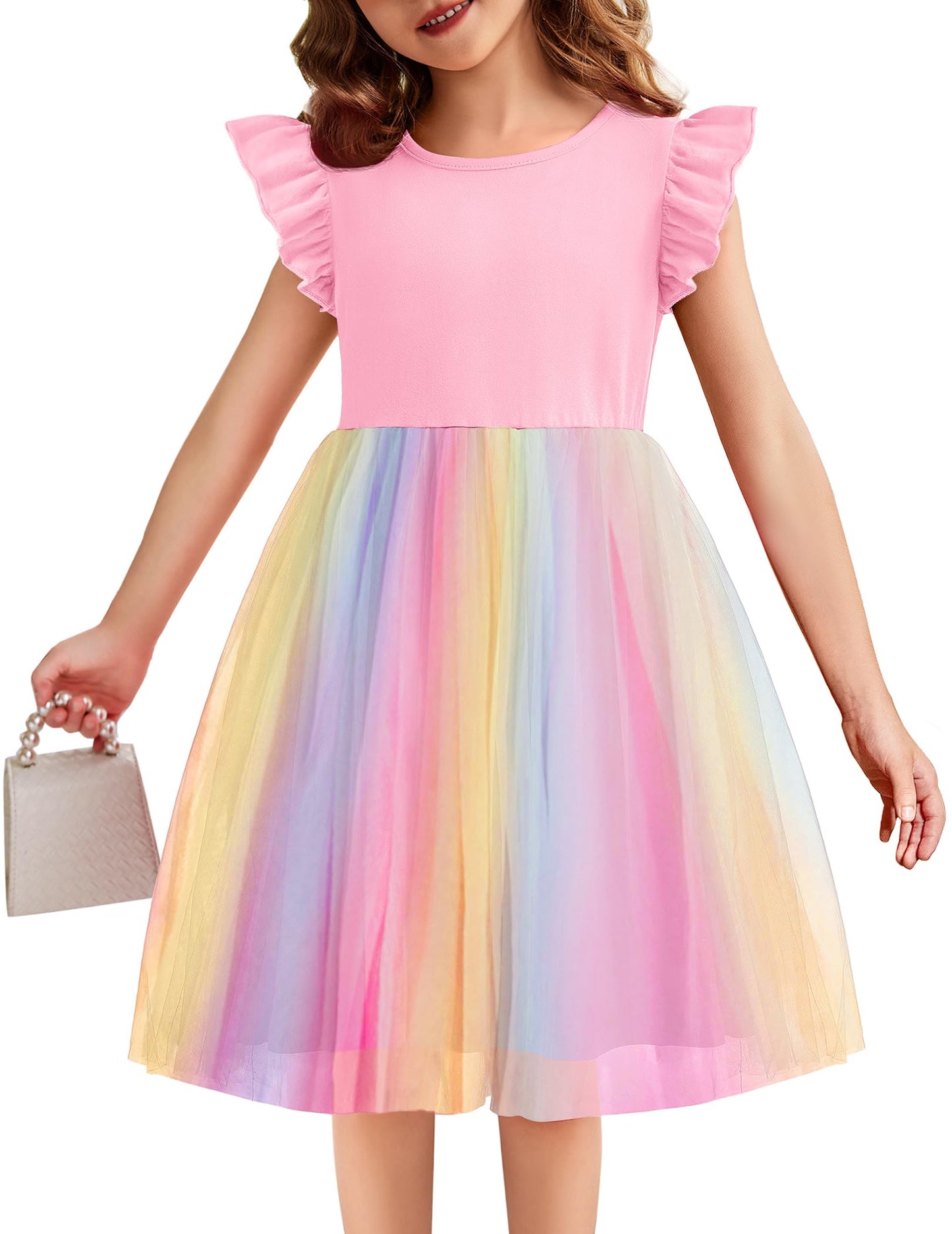 Toddler Tutu Dress Girls Ruffle Tulle Dresses Cute Summer Party Princess Sundress for 2-7Y