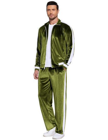 COOFANDY Mens Tracksuit 2 Piece Set Velour Velvet Sweatsuit Jogging Suits Full Zip Jacket Pants Outfits