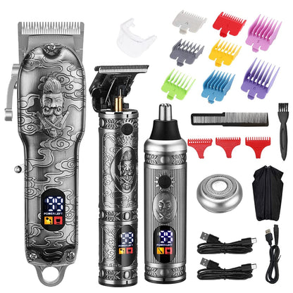 Lanumi Professional Hair Clippers Electric Razor Shavers Men 3 Piece Set Rechargeable Clippers and Trimmers Beard Trimmer Barber Kit with Travel Case Clippers for Hair Cutting Gifts for him