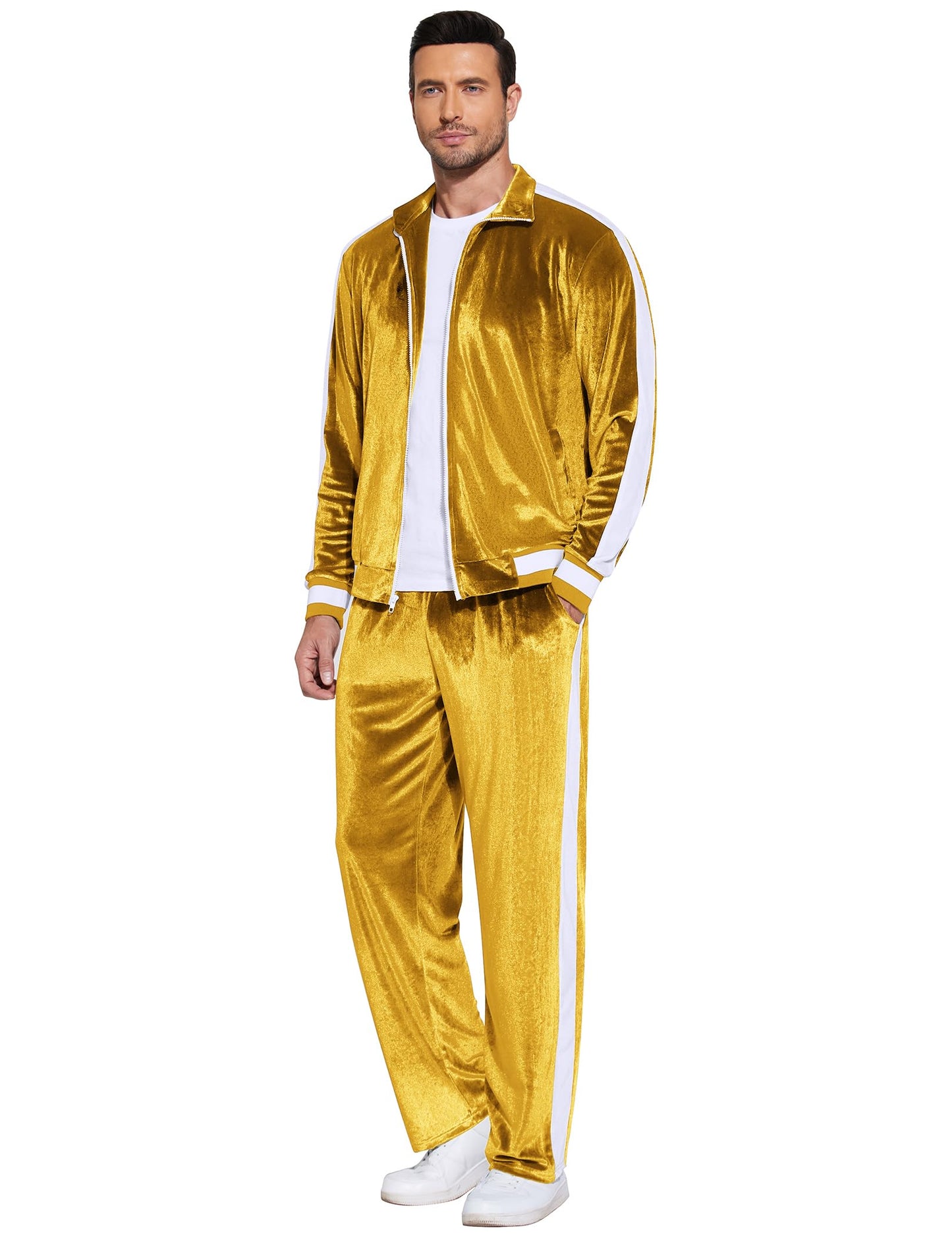 COOFANDY Mens Tracksuit 2 Piece Set Velour Velvet Sweatsuit Jogging Suits Full Zip Jacket Pants Outfits