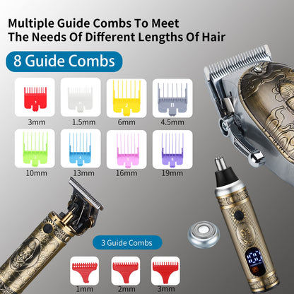 Lanumi Professional Hair Clippers Electric Razor Shavers Men 3 Piece Set Rechargeable Clippers and Trimmers Beard Trimmer Barber Kit with Travel Case Clippers for Hair Cutting Gifts for him