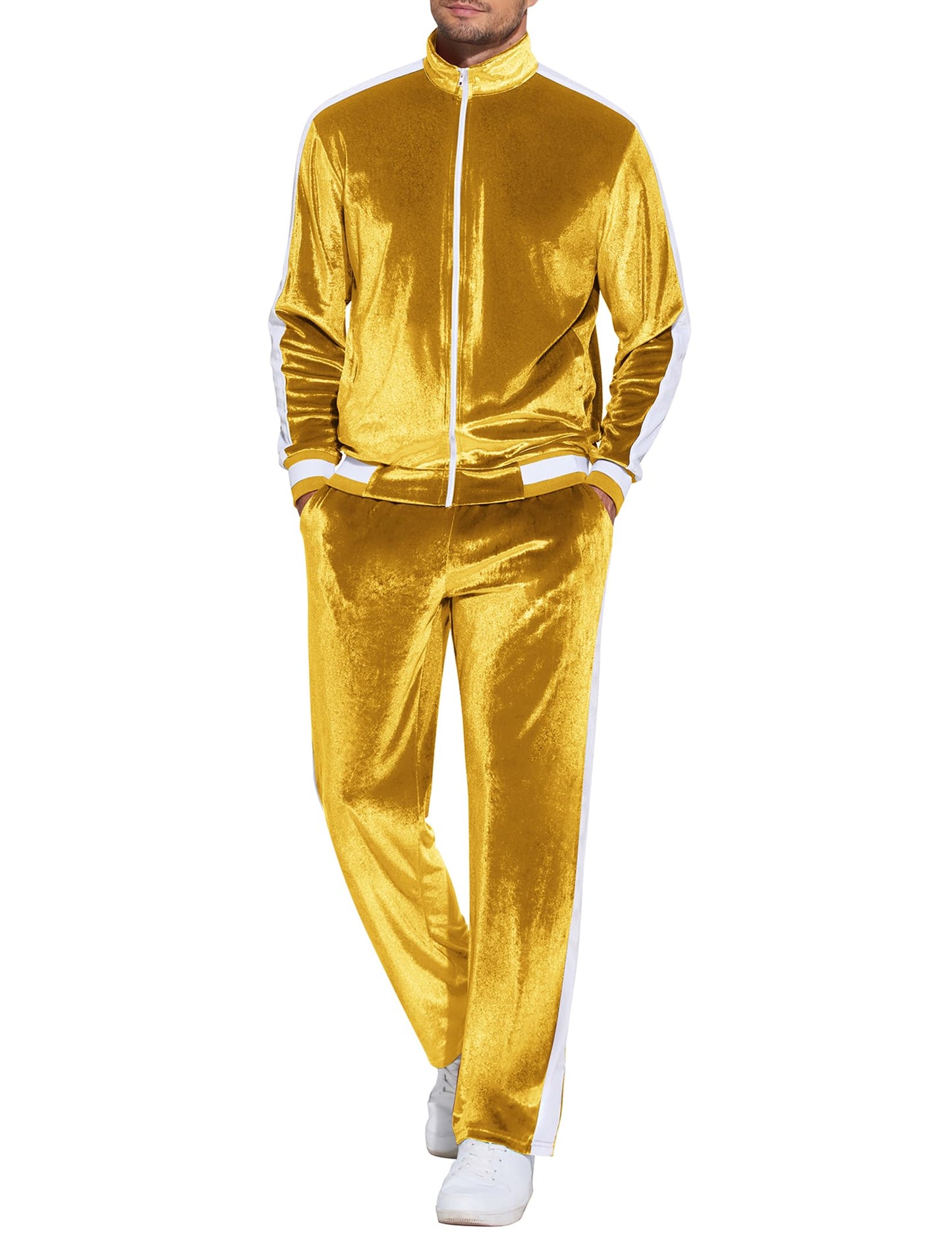 COOFANDY Mens Tracksuit 2 Piece Set Velour Velvet Sweatsuit Jogging Suits Full Zip Jacket Pants Outfits