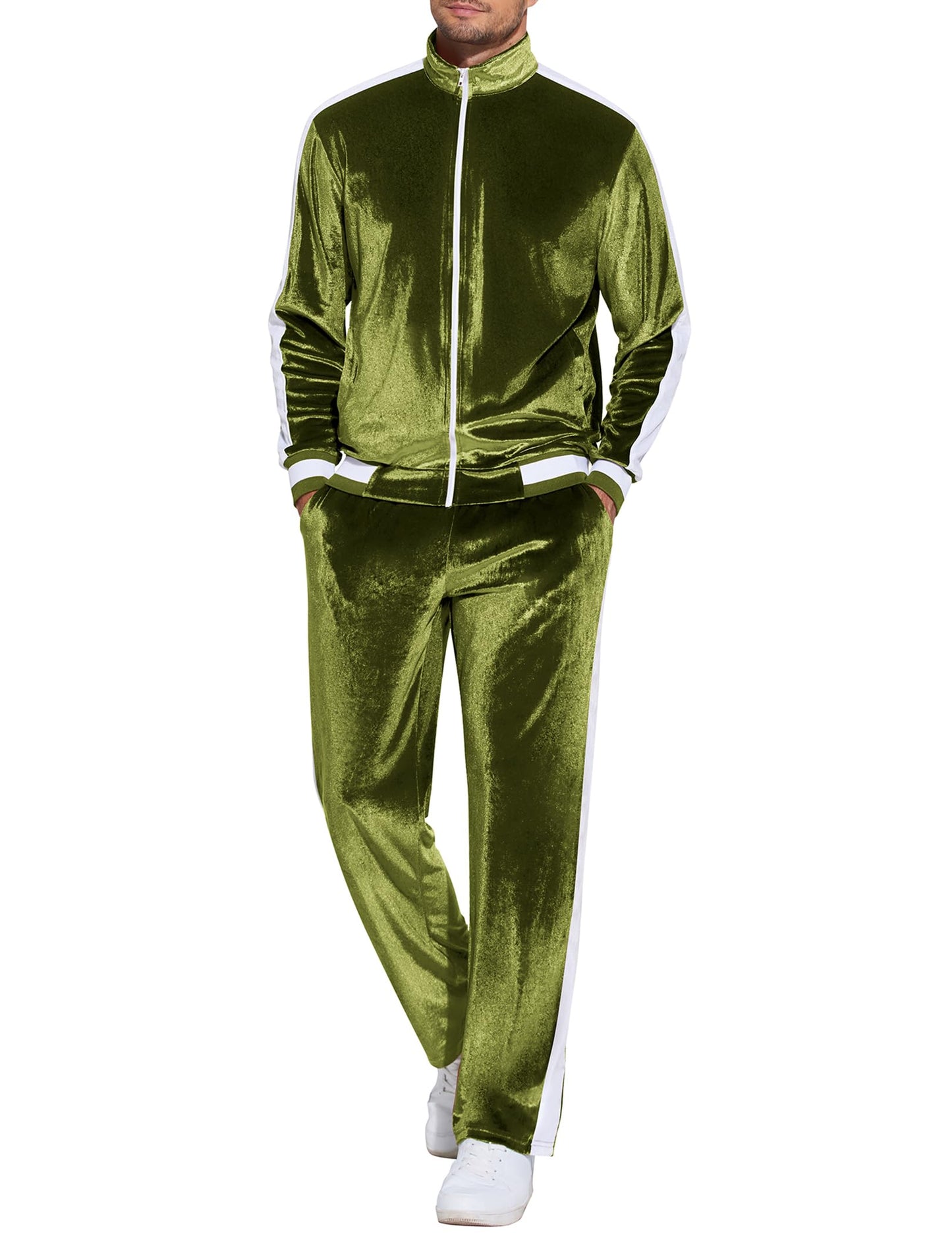 COOFANDY Mens Tracksuit 2 Piece Set Velour Velvet Sweatsuit Jogging Suits Full Zip Jacket Pants Outfits