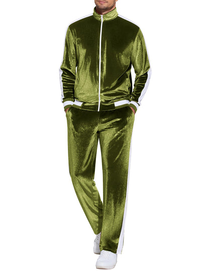 COOFANDY Mens Tracksuit 2 Piece Set Velour Velvet Sweatsuit Jogging Suits Full Zip Jacket Pants Outfits
