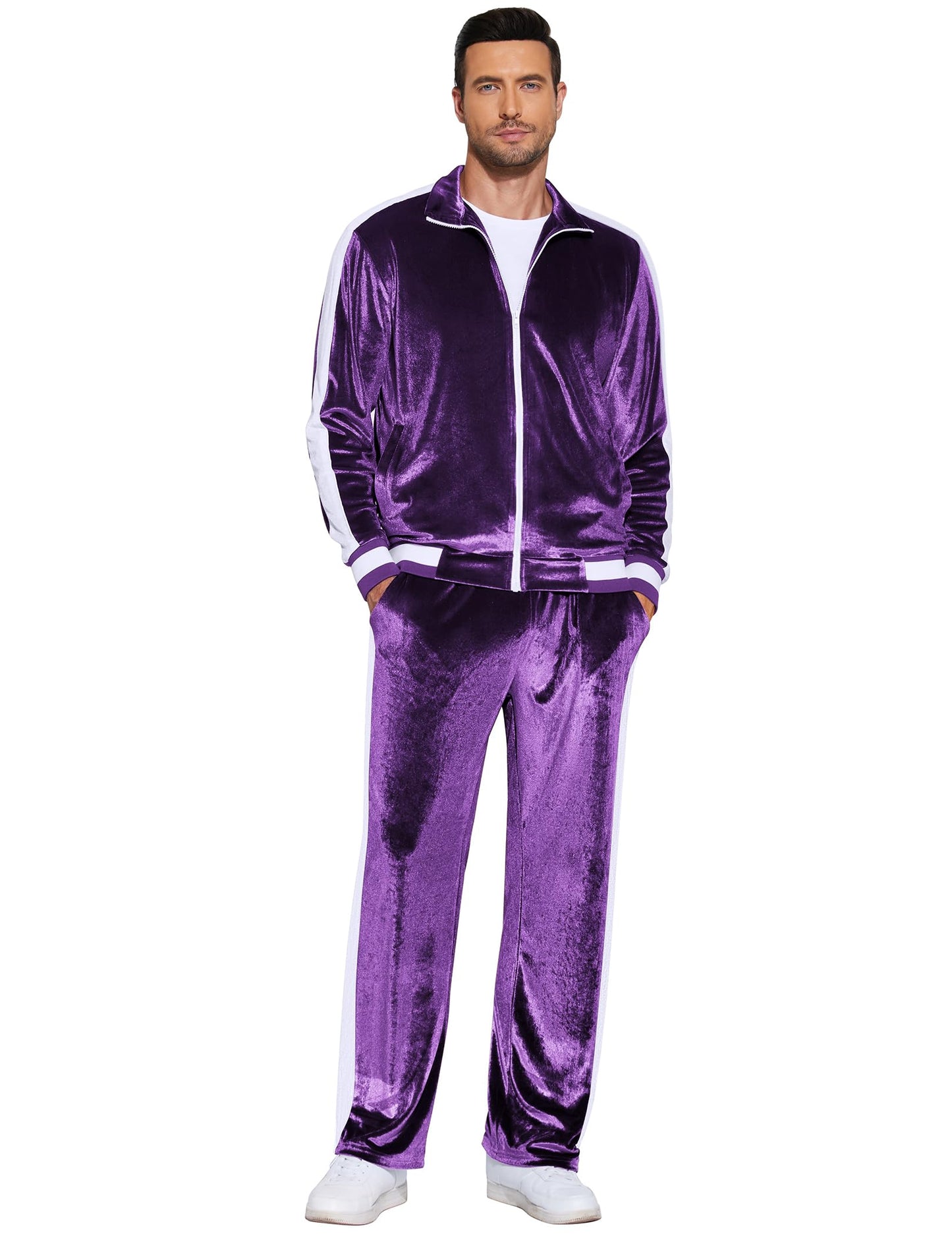 COOFANDY Mens Tracksuit 2 Piece Set Velour Velvet Sweatsuit Jogging Suits Full Zip Jacket Pants Outfits