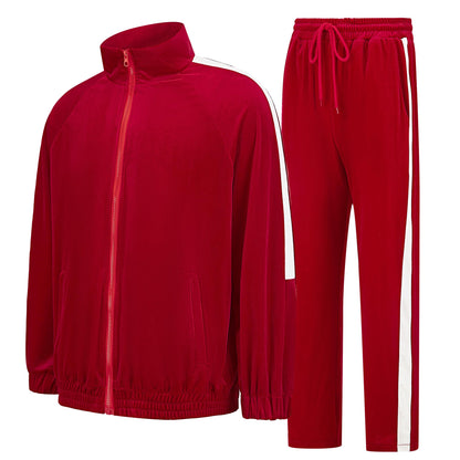 Mens Tracksuit 2 Piece Velour Sweatsuit for Men Casual Full Zip Jogging Suit Jacket Pants Set