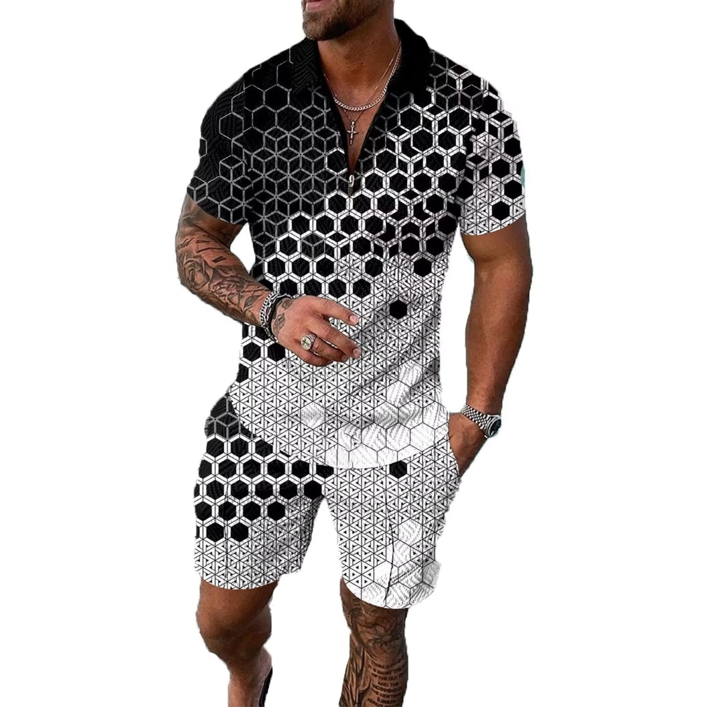 BIRW Mens Short Sets 2 Piece Outfits Polo Shirt Fashion Summer Tracksuits Casual Set Short Sleeve and Shorts Set for Men