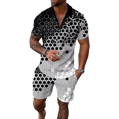 BIRW Mens Short Sets 2 Piece Outfits Polo Shirt Fashion Summer Tracksuits Casual Set Short Sleeve and Shorts Set for Men